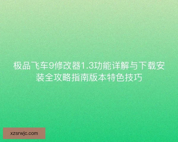 极品飞车9修改器1.3功能详解与下载安装全攻略指南版本特色技巧