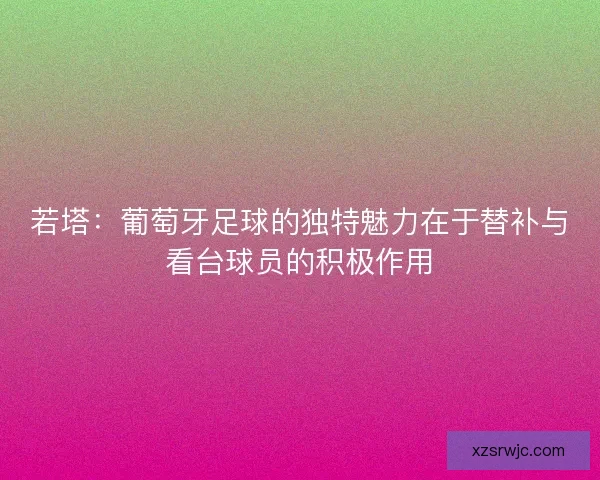 若塔：葡萄牙足球的独特魅力在于替补与看台球员的积极作用