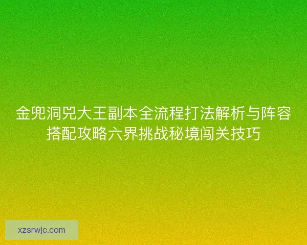 金兜洞兕大王副本全流程打法解析与阵容搭配攻略六界挑战秘境闯关技巧
