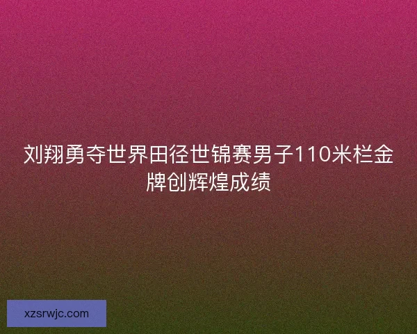 刘翔勇夺世界田径世锦赛男子110米栏金牌创辉煌成绩